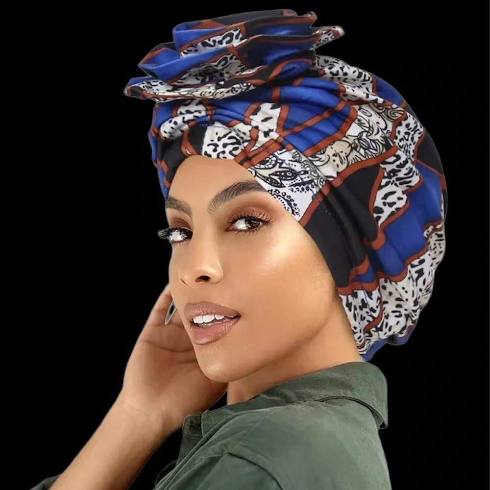 Fashion Floral  detail Retro pattern Elegant Head Wrap Top Knotted Turban